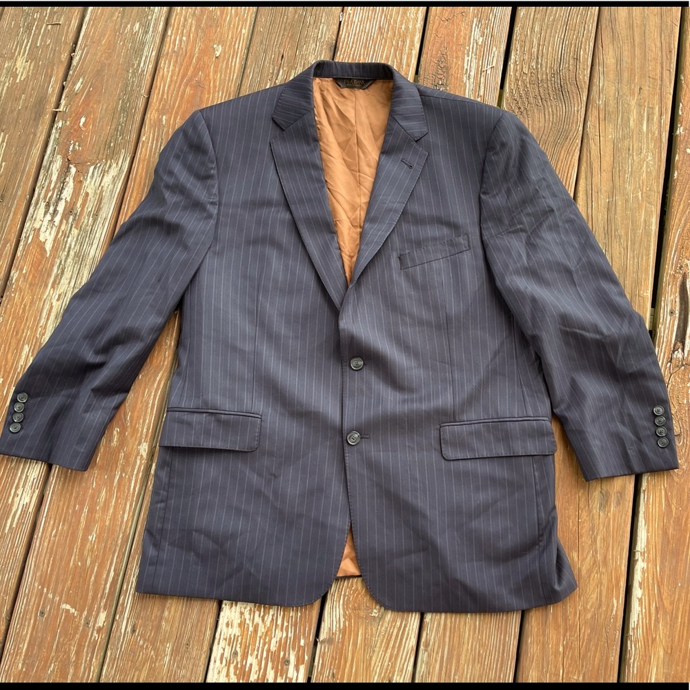 Jos. A. Bank Black Pinstripe 2 Button Blazer Suit Jacket Size 46R